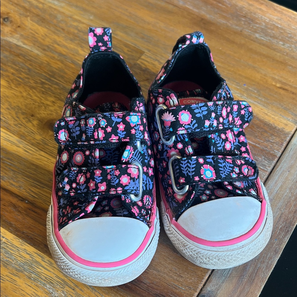 Converse Kids Sneakers with Pink and Black Floral Design